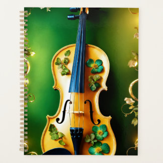 Vintage violin decorated all around with three dim planner