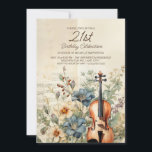 Vintage Violin Dusty Blue Flowers 21st Birthday Invitation<br><div class="desc">Elegant,  vintage 21st birthday party invitation for women designed with a violin sitting among dusty blue and cream-coloured flowers and greenery.   Personalize by adding the name of the guest of honour,  her age,  and her party information. Contact us for help with customization or to request matching products.</div>