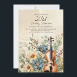 Vintage Violin Dusty Blue Flowers 21st Birthday Invitation<br><div class="desc">Elegant,  vintage 21st birthday party invitation for women designed with a violin sitting among dusty blue and cream-coloured flowers and greenery.   Personalize by adding the name of the guest of honour,  her age,  and her party information. Contact us for help with customization or to request matching products.</div>