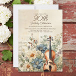 Vintage Violin Dusty Blue Flowers 90th Birthday Invitation<br><div class="desc">Elegant,  vintage 90th birthday party invitation for women designed with a violin sitting among dusty blue and cream-coloured flowers and greenery.   Personalize by adding the name of the guest of honour,  her age,  and her party information. Contact us for help with customization or to request matching products.</div>