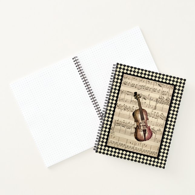 Vintage Violin Harlequin Border Bullet Journal (Inside)