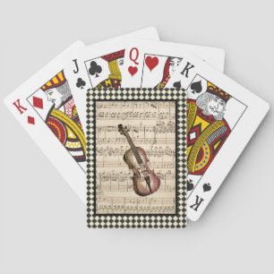 Vintage Violin Harlequin Border Playing Cards