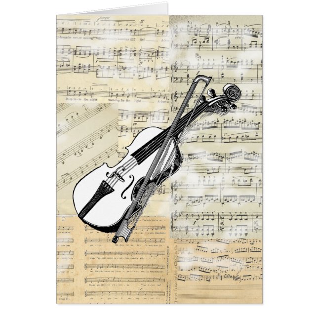 Vintage Violin Music Card (Front)