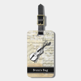 Vintage Violin Music Luggage Tag