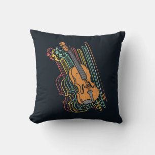 Vintage Violin Mutli Colour Violinist Throw Pillow