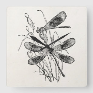 Vintage Virgin Dragonfly Personalized Template Square Wall Clock