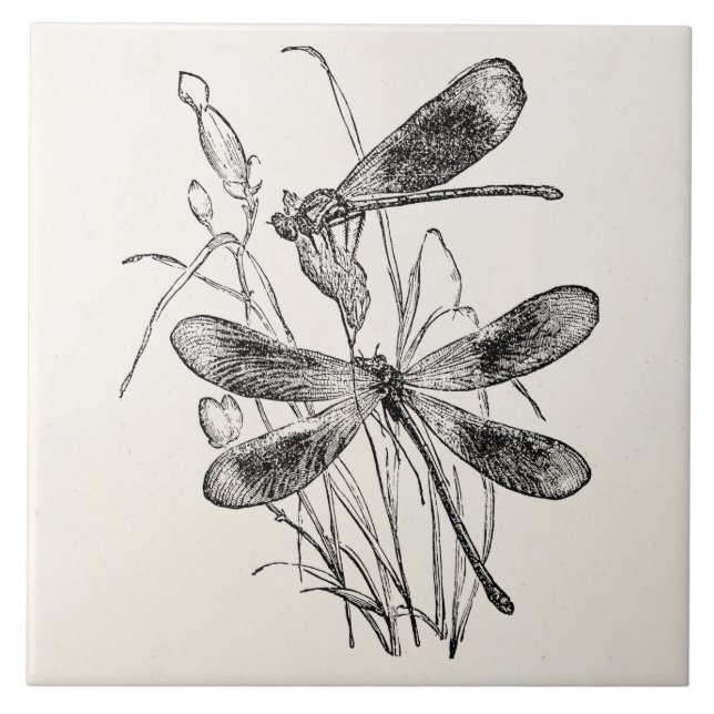 Vintage Virgin Dragonfly Personalized Template Tile (Front)