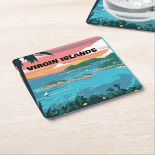 Vintage Virgin Islands, add text, Coaster