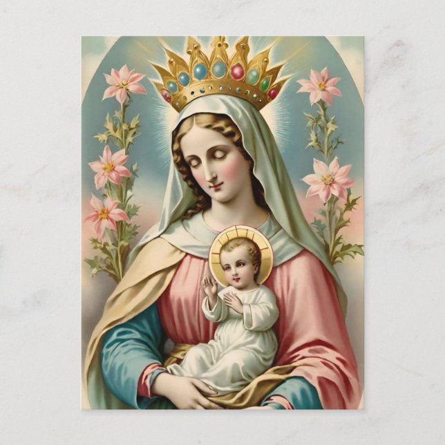 Vintage Virgin Mary Catholic Postcard  (Front)