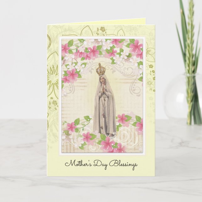 Vintage Virgin Mary Fatima Jesus Religious Card (Front)