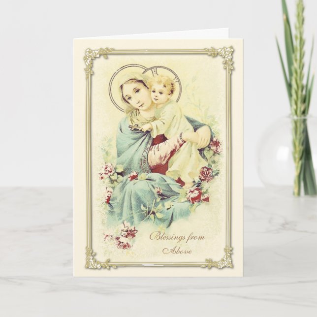 Vintage Virgin Mary Jesus Religious Catholic Card (Front)