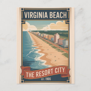 Vintage Virginia Beach Retro Travel Poster Holiday Postcard