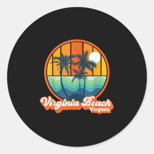 Vintage Virginia Beach Virginia Summer 90s Beach S Classic Round Sticker