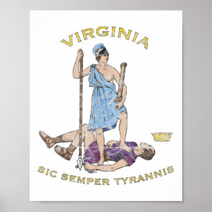 Vintage Virginia Motto Sic Semper Tyrannis Poster