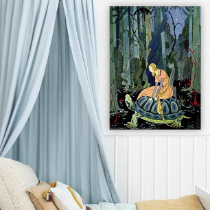 Vintage Virginia Sterrett Princess Rides Tortoise Poster