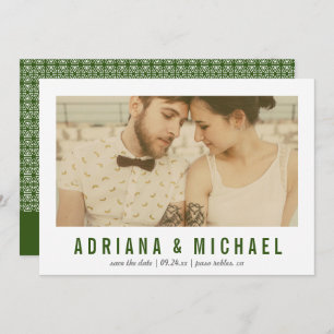 Vintage Vision Modern Pattern Photo Green Save The Date