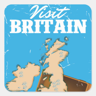 Vintage Visit Britain Travel Poster Square Sticker