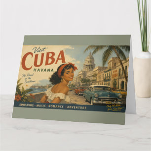 Vintage Visit Cuba Travel - Greetings From Havana Card