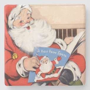 Vintage Visit From Santa Claus Stone Coaster