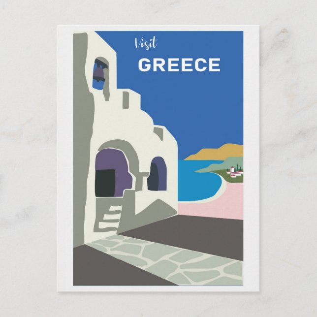 Vintage Visit Greece Tourism Travel Postcard (Front)