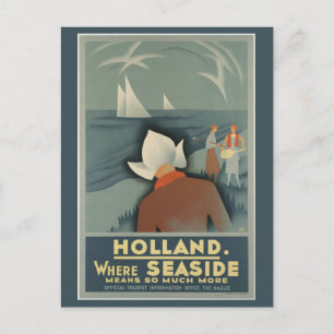 Vintage Visit Holland Retro Tourism Travel Postcard