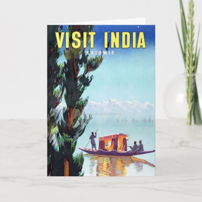 Vintage Visit India Kashmir Travel Postcard (Front)