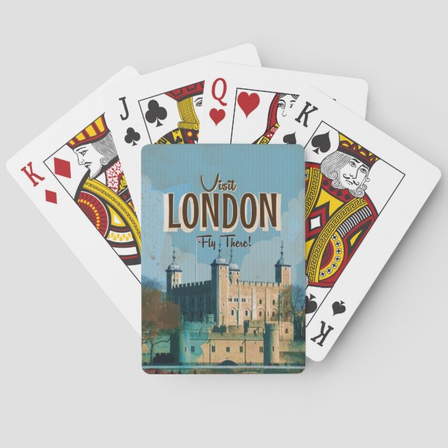 Vintage Visit London - Fly There Playing Cards (Back)
