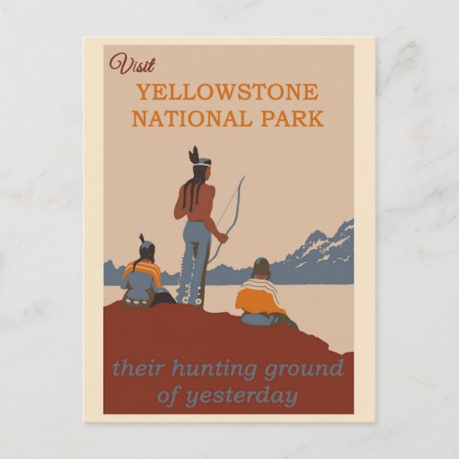 Vintage Visit Yellowstone National Park Travel Postcard (Front)
