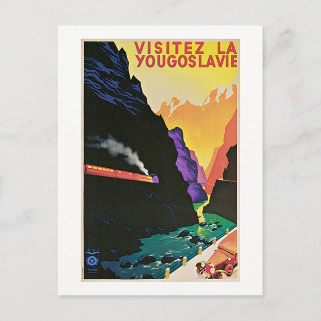 Vintage Visit Yugoslavia Travel Postcard (Front)