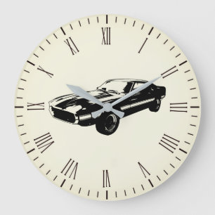 Vintage voiture musculaire Silhouette Horloge mura