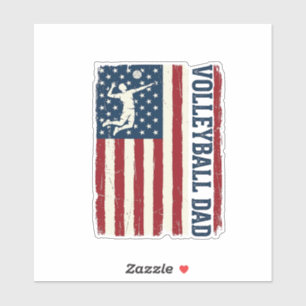 Vintage Volleyball Dad Patriotic Flag Shirt Design