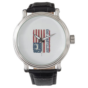 Vintage Volleyball Dad Patriotic Flag Shirt Design Watch
