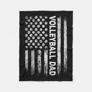 Vintage Volleyball Dad Usa Flag Retro Fathers Day Fleece Blanket