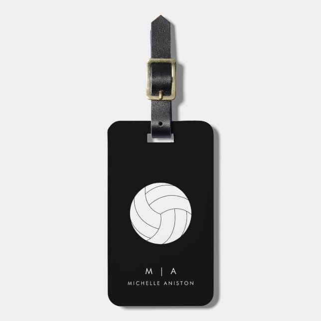 Vintage Volleyball Ocean Summer | Monogram Custom  Luggage Tag (Front Vertical)