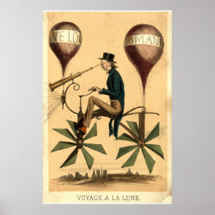 Vintage "Voyage a la Lune" French cartoon Poster