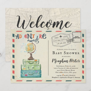 Vintage voyage Baby shower à thème Invitation