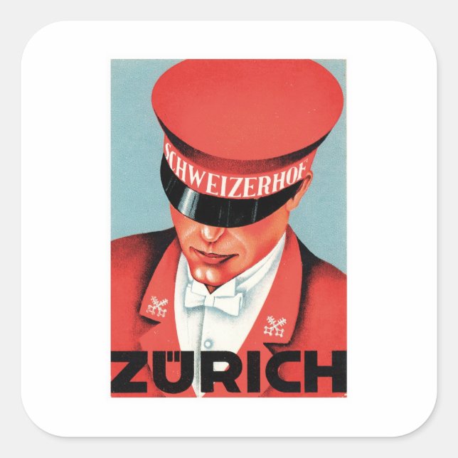 Vintage voyage Zurich Suisse Étiquette Art (Devant)