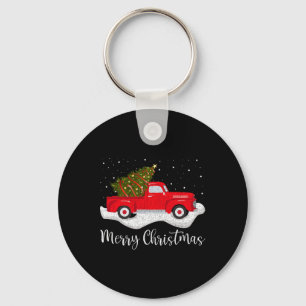 Vintage Wagon Christmas  Tree on Car Xmas red Truc Keychain