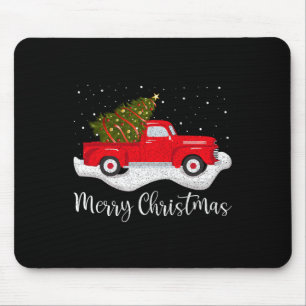 Vintage Wagon Christmas Tree On Car Xmas Red Truck Mouse Pad