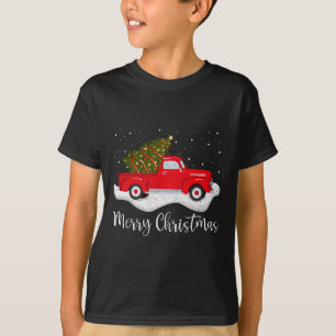 Vintage Wagon Christmas Tree On Car Xmas Red Truck T-Shirt