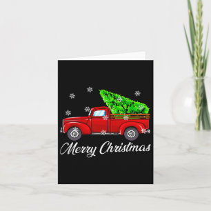 Vintage Wagon Christmas Tree Red Retro Farmer Truc Card