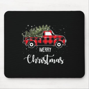 Vintage Wagon Red Truck Christmas Tree Pajama Fami Mouse Pad