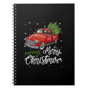 Vintage Wagon Red Truck Christmas Tree Pajama Fami Notebook
