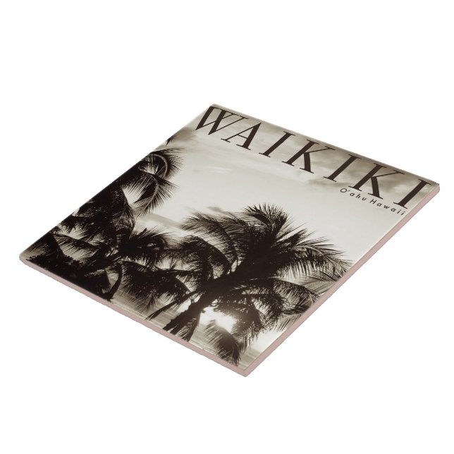 Vintage Waikiki Hawaiian Palm Ceramic Tile (Side)