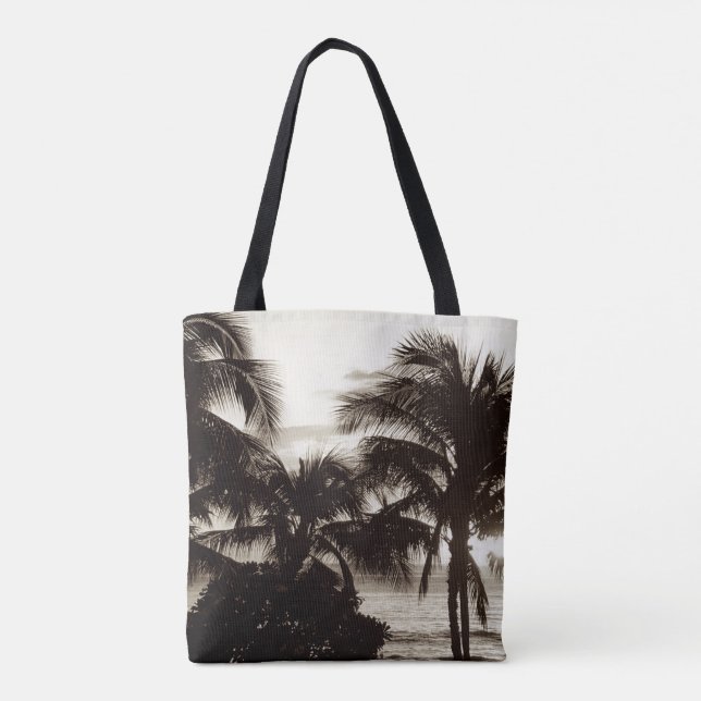 Vintage Waikiki Hawaiian Palm Tote Bag (Back)