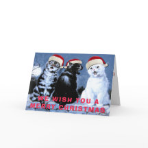 Vintage Wain Christmas Santa Cats Choir Art