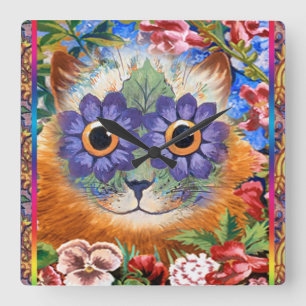 Vintage Wain Funky Flower Cat Wall Clock
