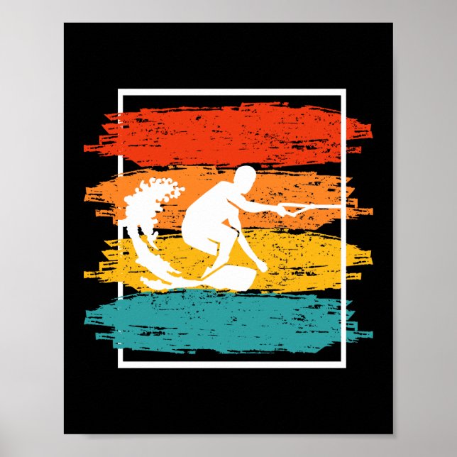 Vintage Wakeboarding Wakesurfing Wakesurfer Poster (Front)