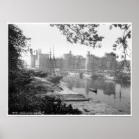 Vintage Wales print, Carnarvon medieval castle