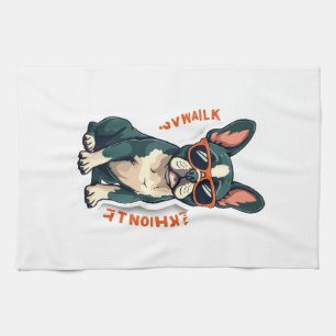 Vintage Walk Ill Think About It French Bulldog Fun Kitchen Towel